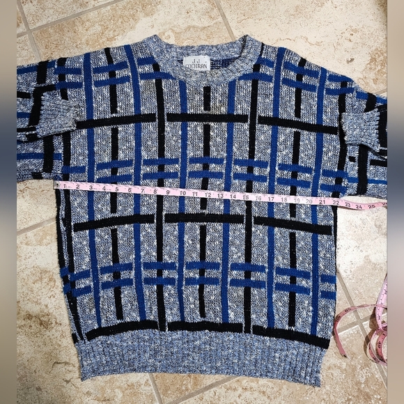 Vintage 80s J.J. Cochran Large Bold Pattern Sweater Rare Retro Statement Preppy - Picture 6 of 7